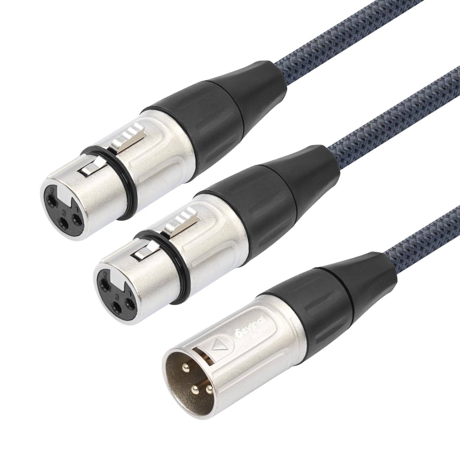 XLR Splitter Cable, Devianl XLR y Splitter 2 Female to 1 Male, Balanced Dual Female to Male Microphone Cord Adapter Combiner, 5 FT, 2 Pack