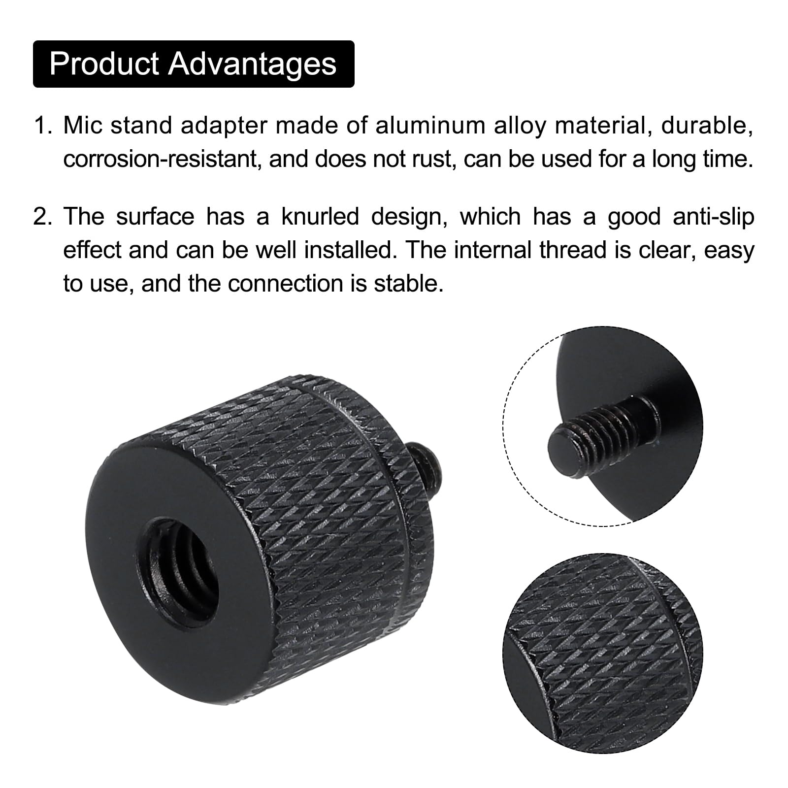MECCANIXITY 5Pcs Mic Stand Adapter 1/4 Female to M4 Male Thread Screw Adapter Aluminum Alloy for Microphone Tripod Stand Mount, Black