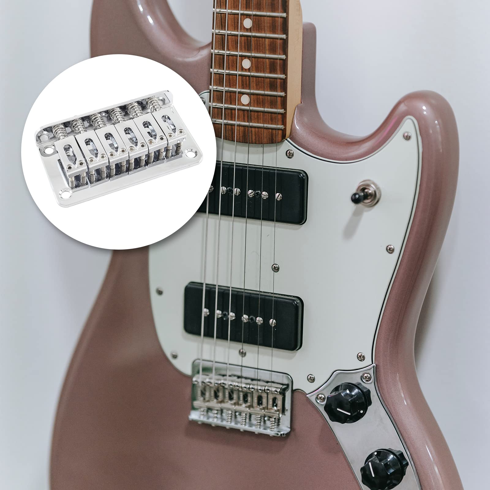 HARSKIYER Silver Fixed 6-String Hardtail Guitar Bridge Top Load W/Kit