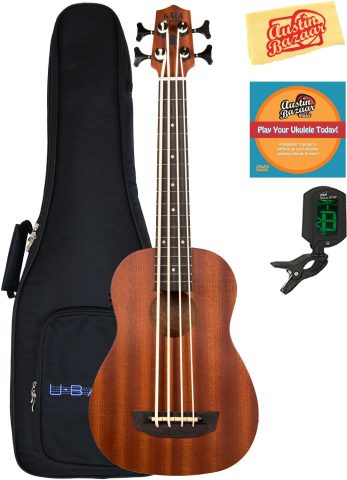 Kala U-BASS-WNDR-FS Wanderer U-Bass Acoustic-Electric Ukulele Bass Bundle with Gig Bag, Tuner, Austin Bazaar Instructional DVD, and Polishing Cloth
