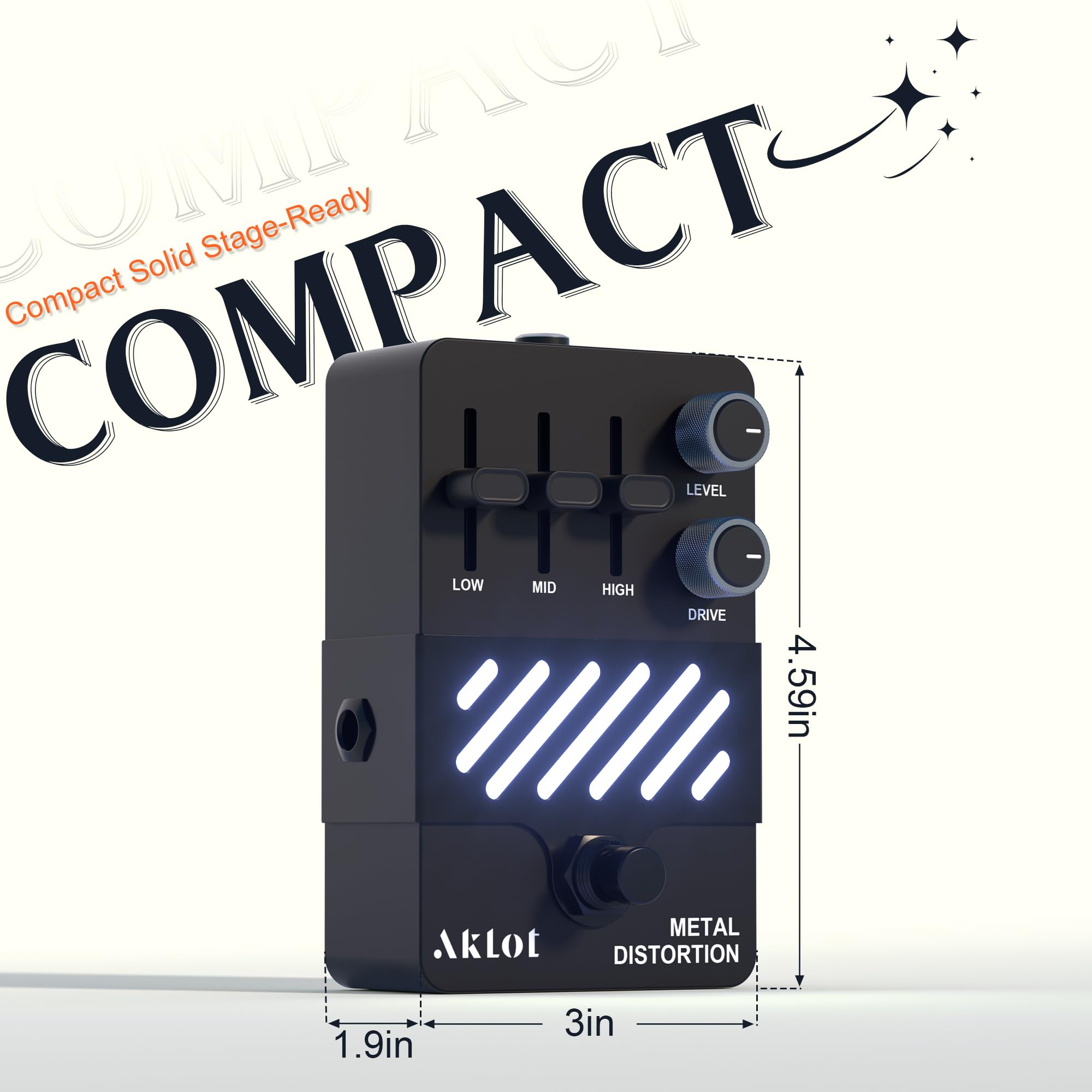 AKLOT 7-Band Equalizer Guitar Pedal: Precise Frequency Shaping, (100Hz 200Hz 400Hz 800Hz 1.6kHz 3.2kHz), Compact Mini Electric EQ Guitar Pedal with True Bypass, NEON Spectrum
