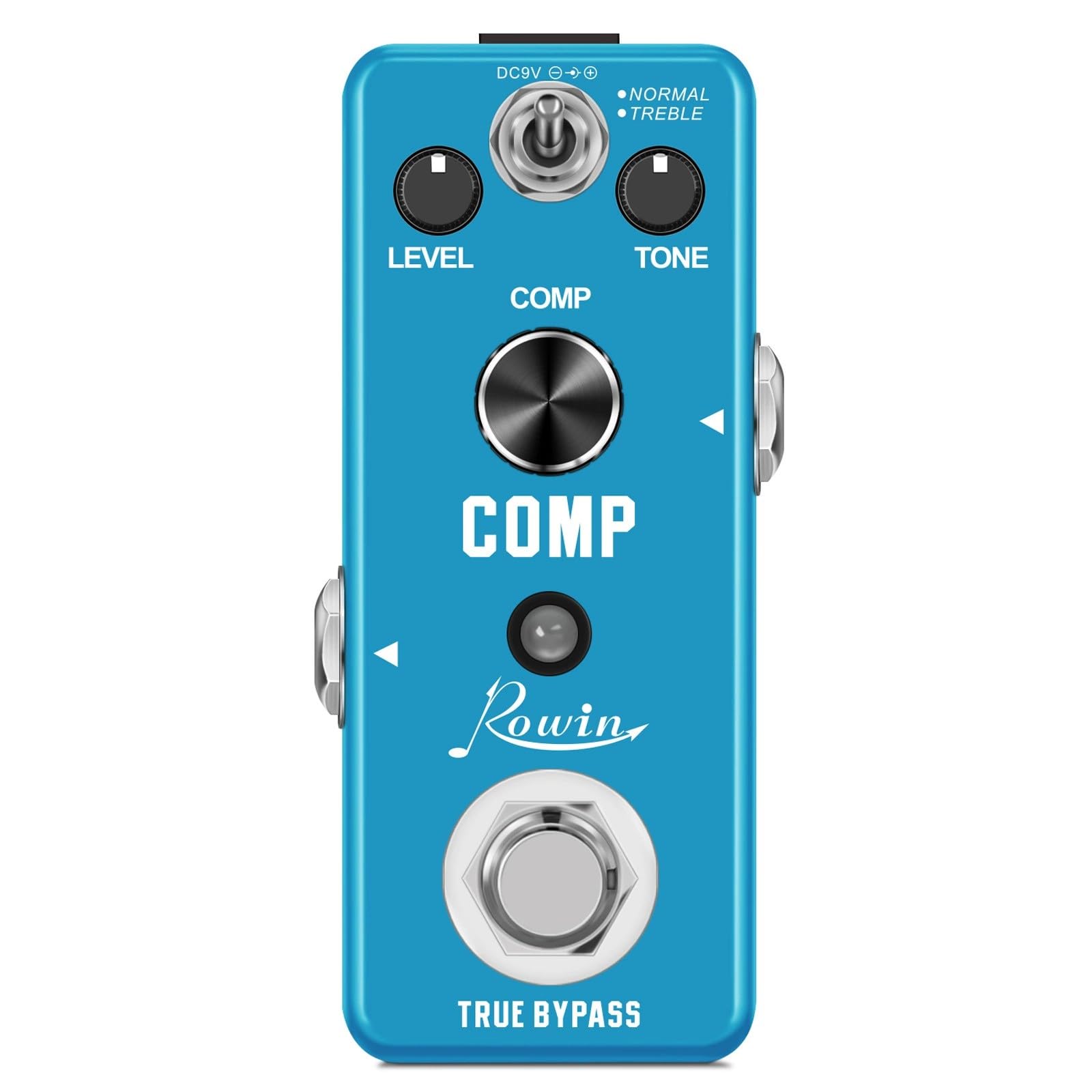Compact Optical Compressor Guitar Pedal – Rowin LEF-333 COMP with Smooth Attack/Decay, True Bypass, Metal Shell – Preserves Transients for Clean Sustain