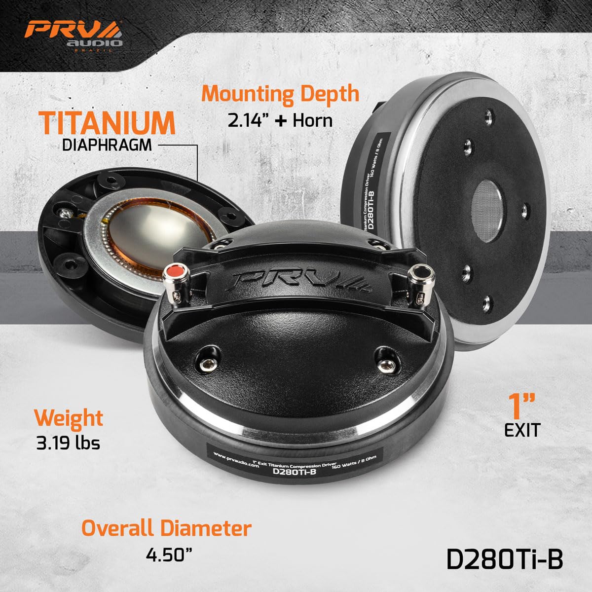 PRV AUDIO D280Ti-B 160 Watts 1″ Exit Bolt-On Horn 8 Ohm Pro Audio Compression Driver (Single)