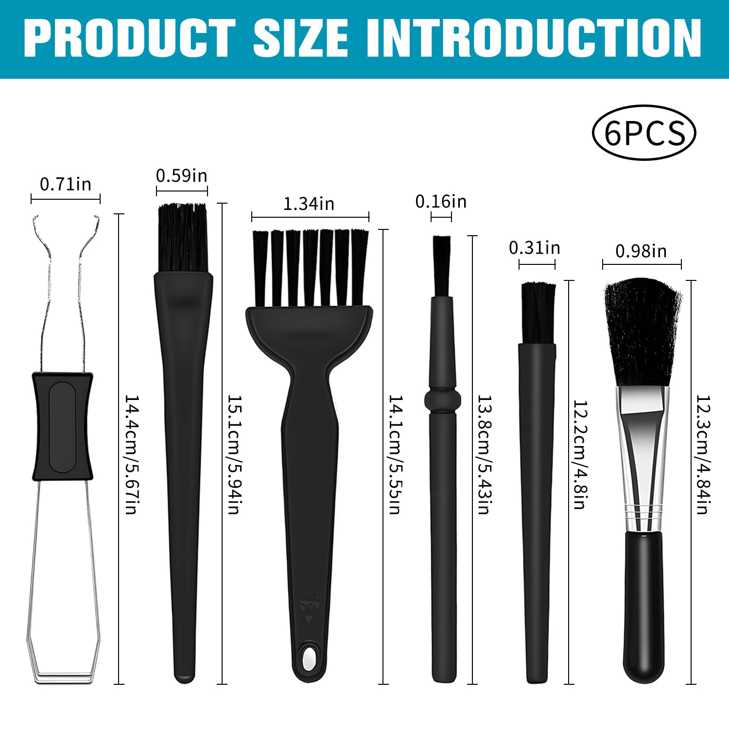 IOGOG 6PCS Keyboard Brush Cleaner Kit with Keycap Puller & Switch Puller, PP Handle Nylon Small Space Dust Removal Anti Static Brush for Computer Keyboard Electrical Appliance Seam Motherboard Camera