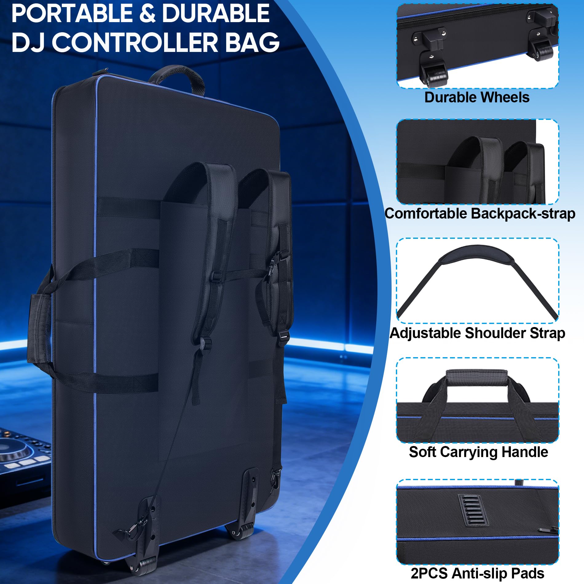 Aleemin DJ Controller Case with Wheels Compatible with XDJ-AZ