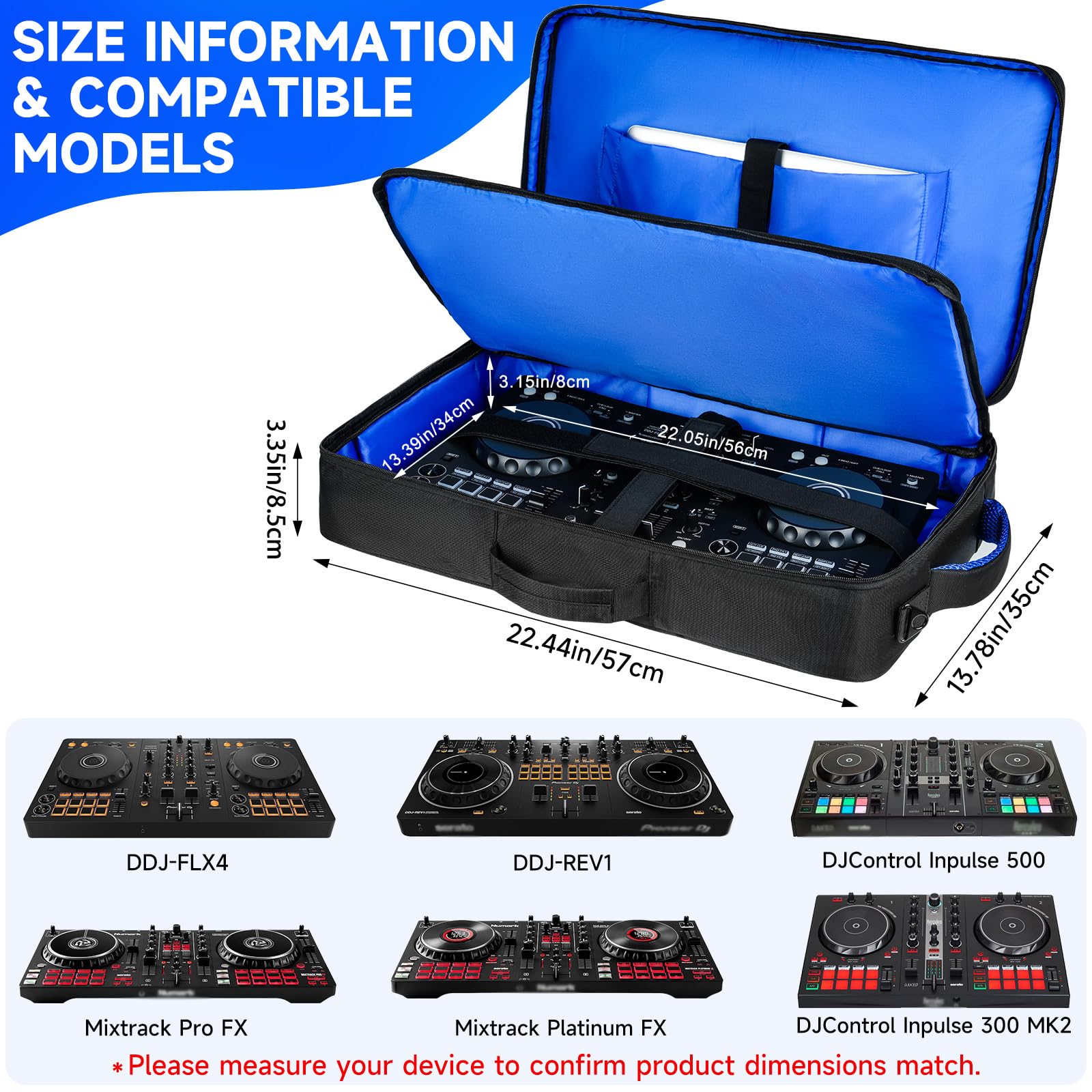DJ Controller Case Compatible with Pioneer DDJ-FLX4/DDJ-REV1/DDJ-SB3/400