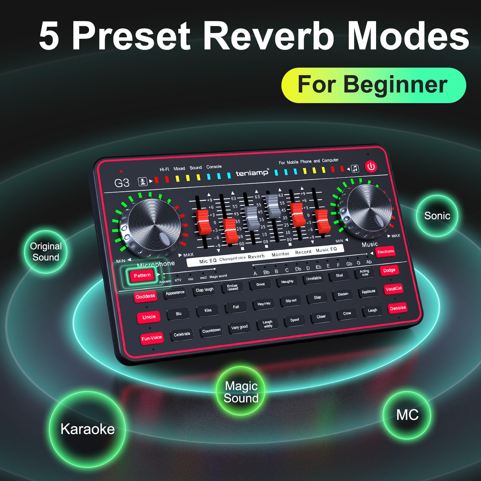 TENLAMP G3 Creator Audio Mixer Bundle with Microphone for Streaming Podcast