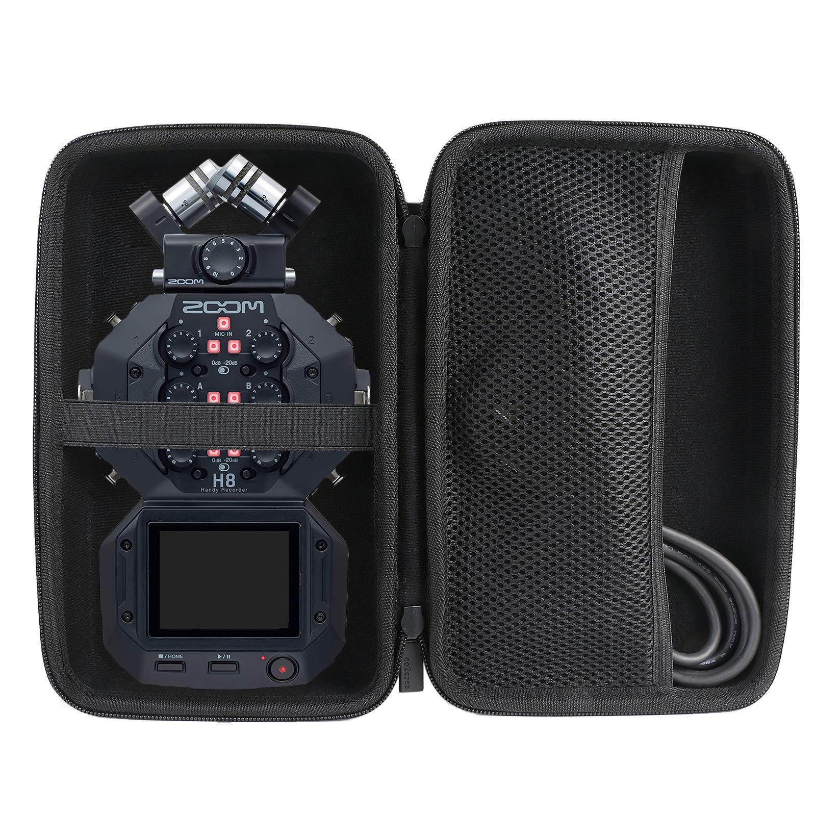 co2CREA Hard Case for Zoom H8 12-Track Portable Recorder Stereo Microphones