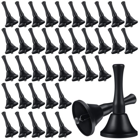 Yeshone 50 Pcs Hand Bells Steel with Plastic Handles,Linear Brushed,Black