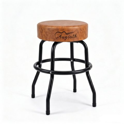 Augioth Rotatable Guitar Stool GT-22, Footrest Support, Leather, Brown