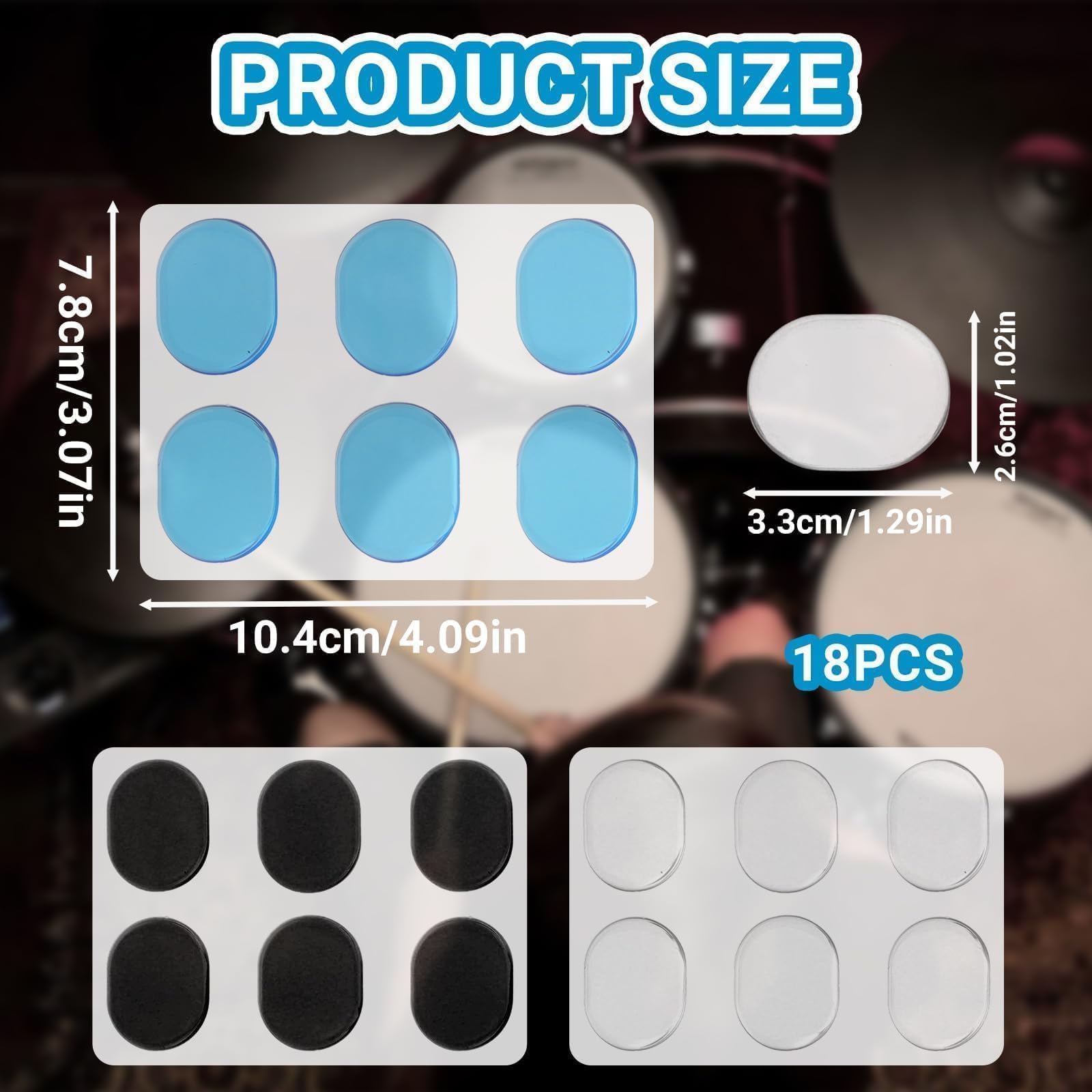 18PCS Drum Dampening Gel Pads; Professional Silicone Drum Mutes Silencers