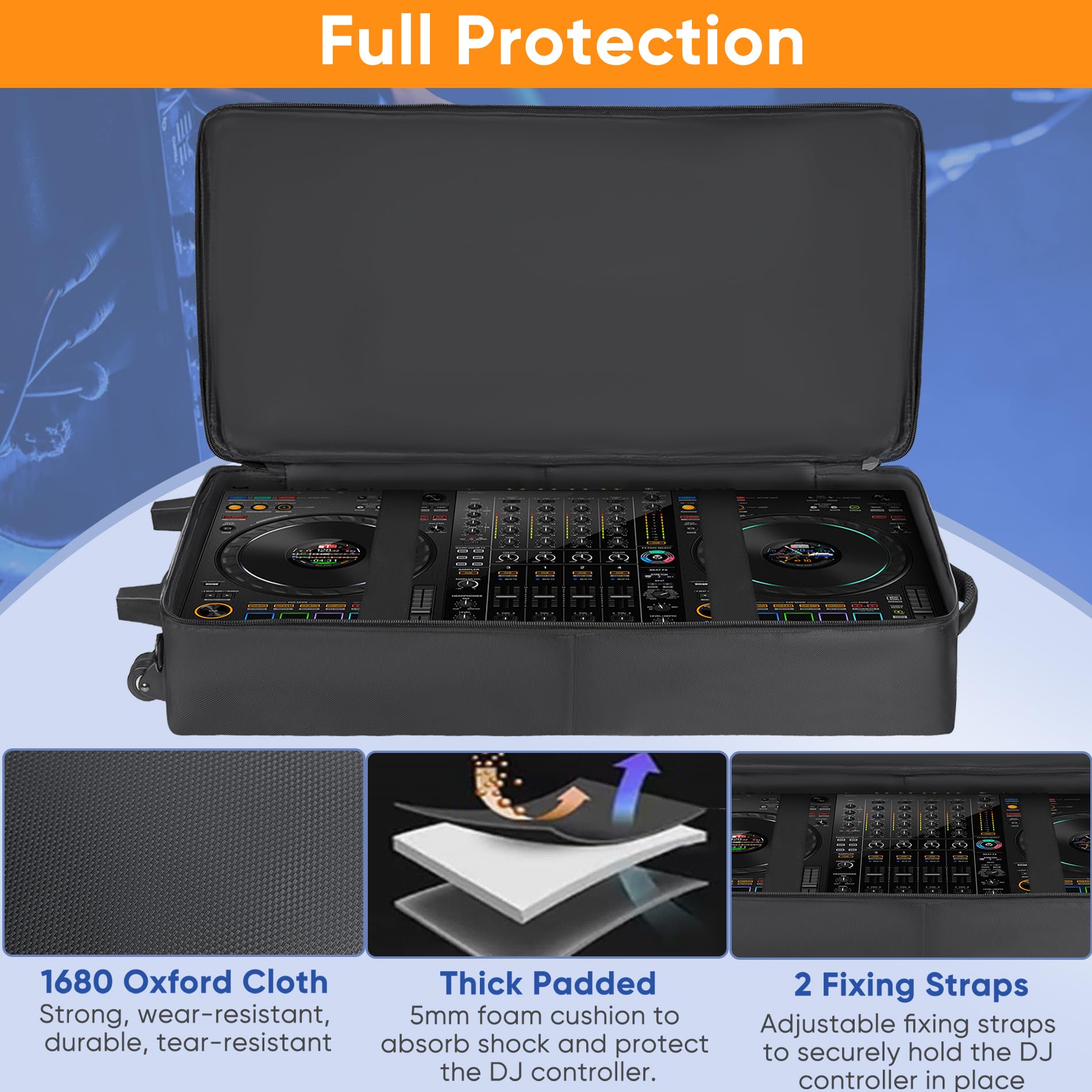 DJ Controller Case with Wheels for DDJ-FLX10/GRV6/1000/REV7/REV5/SC LIVE 4