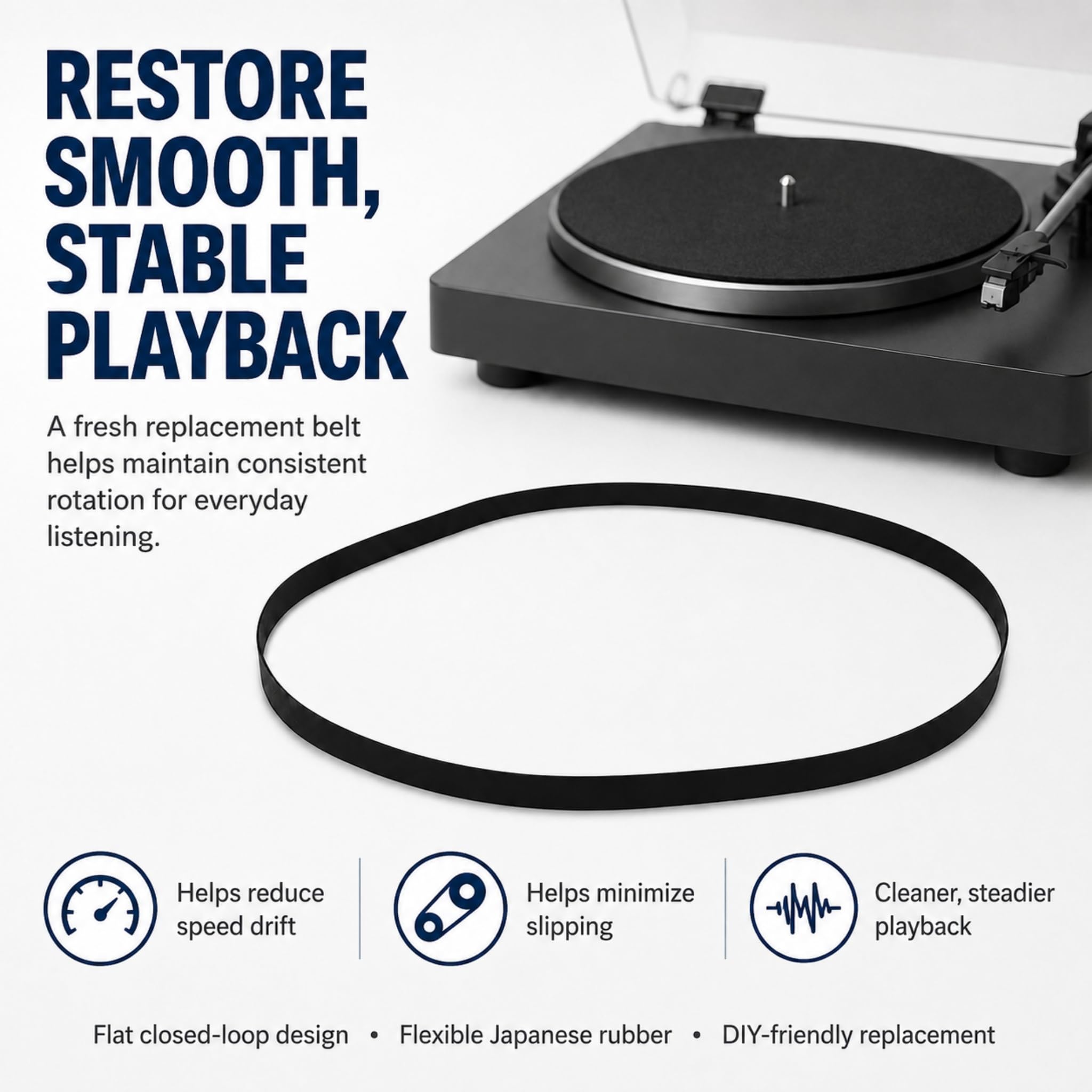 Turntable Belt Replacement for Innovative Technologies ITRR-501 ITRR-501W ITRR-700 ITVS-750 – Japanese Rubber Record Player Belt