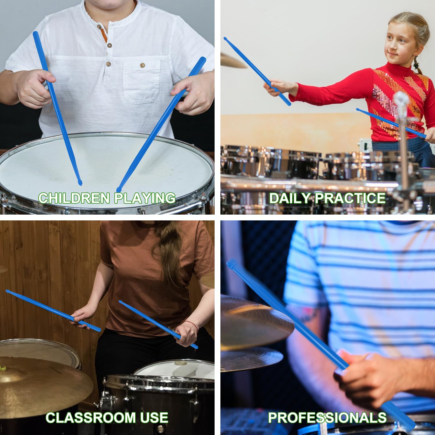KUKLIPJIM 12 pairs Drumsticks, High-Quality 5A Drum Sticks