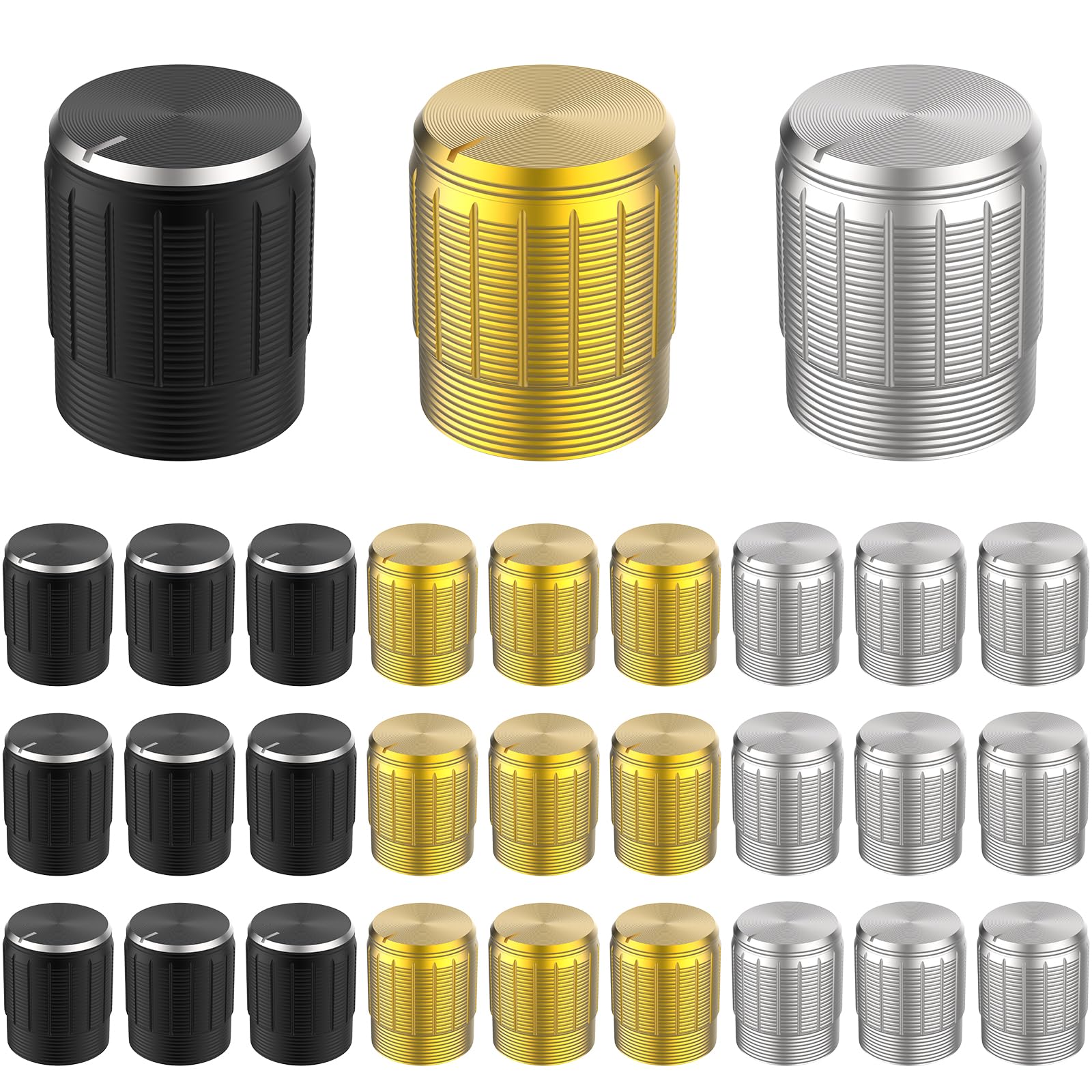 BaYiToo 30 Pcs Potentiometer Control Knobs, 6mm Aluminium Alloy Knob Swicth Replacement for Electric Guitar Volume Tone Knobs
