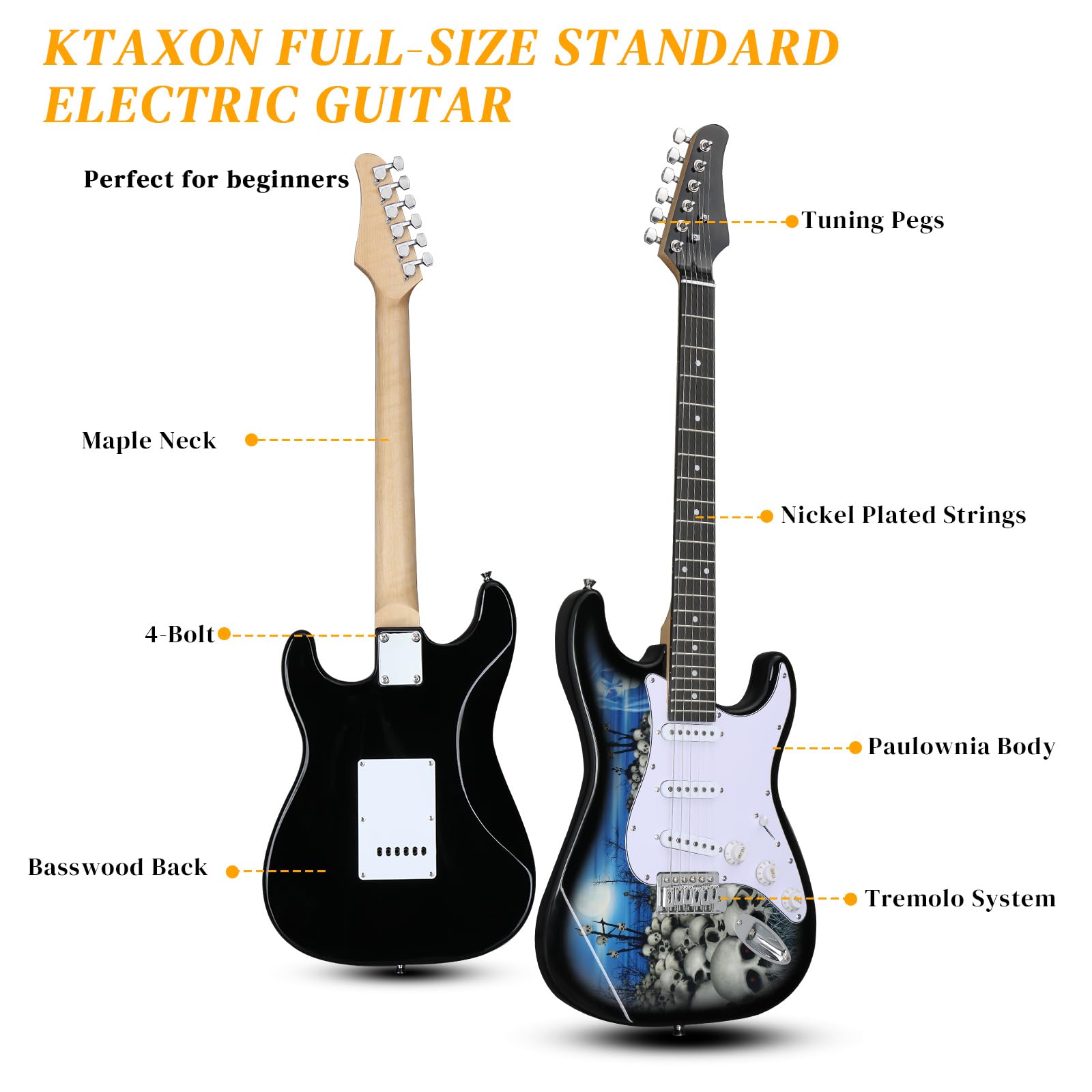 Ktaxon 39 Inch Electric Guitar Solid Body Beginner Kit with Bag Blue White