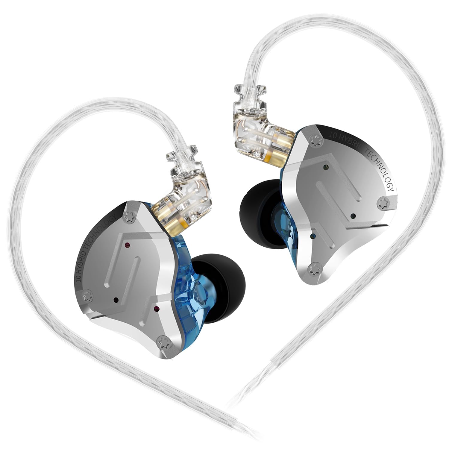 KZ ZS10 Pro in Ear Monitor Headphone, Wired Gaming Earphones, KZ HiFi Earbuds Headphone with 4 Balanced Armatures and 1 Dynamic Drivers IEM Earphones for Drummer Musician (Blue with Mic)