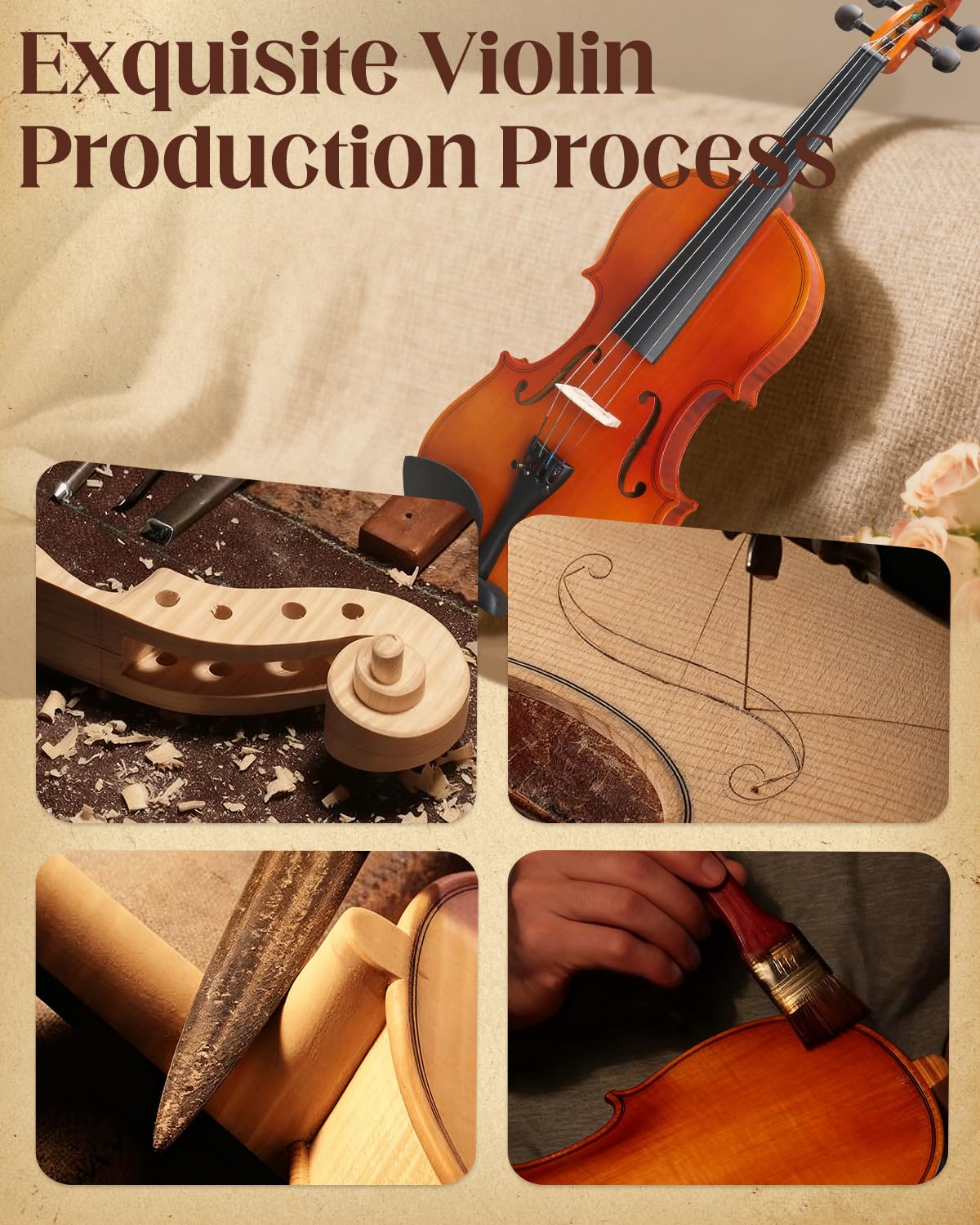 Ktaxon Violin 4/4 Full Size Set Acoustic Fiddle Complete Kit, Matte