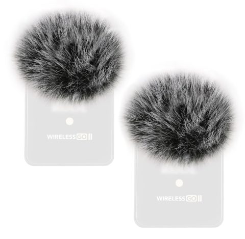 Premium Furry Windscreen Windshield Dead-cat for Rode Wireless Go Microphones (2PCs-Gray, Rode Wireless Go II)