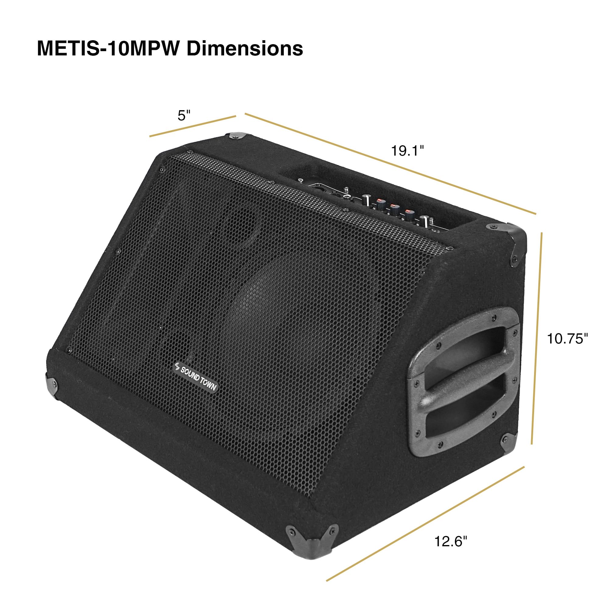 Sound Town Powered DJ PA Stage Monitor Speaker 10” 300W with Compression Driver for Live Sound, Bar, Church (METIS-10MPW)