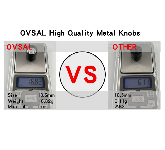 OVSAL 4Pcs Steel Bass Guitar Knobs 15/64″(6.1mm) Hole Dome Metal Guitar Volume Knobs Fit for Strat Fender Telecaster Jazz St Les Paul Replacement Parts (Electroplating Black)