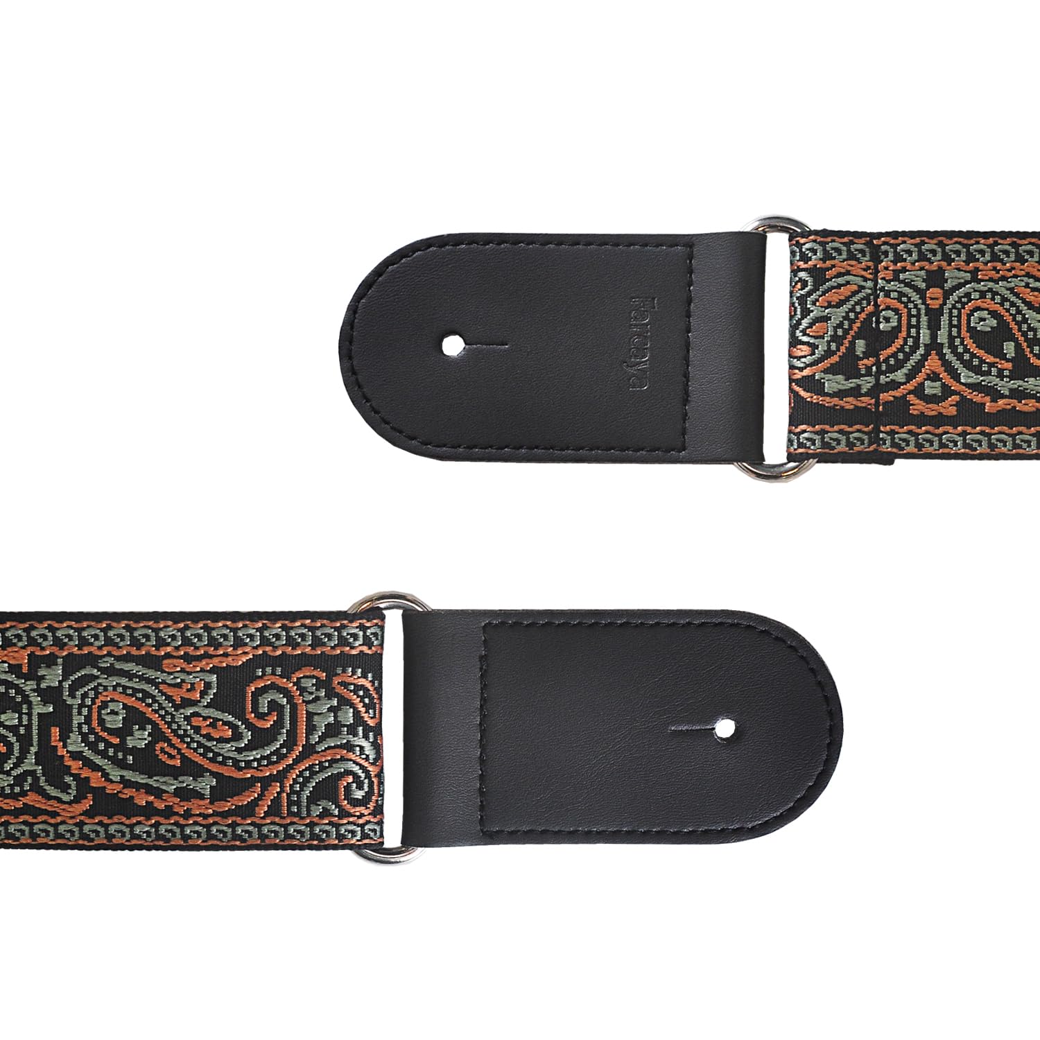 Farcaya Guitar Strap Jacquard Embroider Weave Adjustable Shoulder Strap with 2Strap Lock Button 3Picks Headstock Strap (Green and Yellow)
