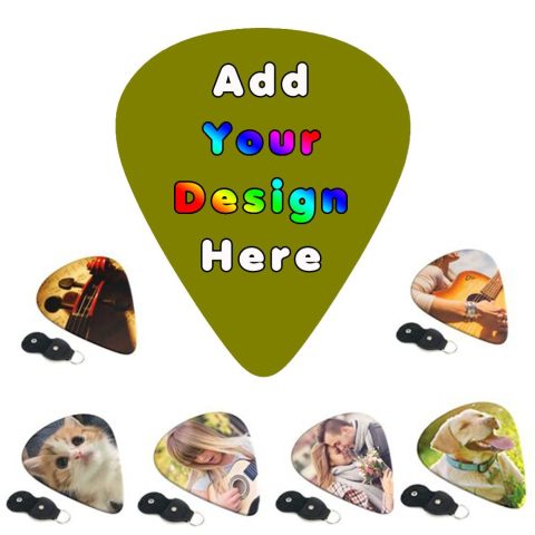 PLKIUYT Custom Guitar Picks 6 Packs Personalized Guitar Pick Double Sided Printing Design Your Own Images Logo Text for Friends Families Birthday Gifts, Olive, 0.46mm