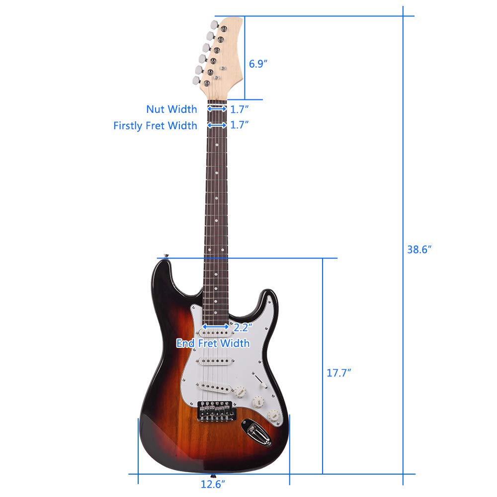 Ktaxon 39 Inch Electric Guitar Solid Body Beginner Kit with Gig Bag Sunset