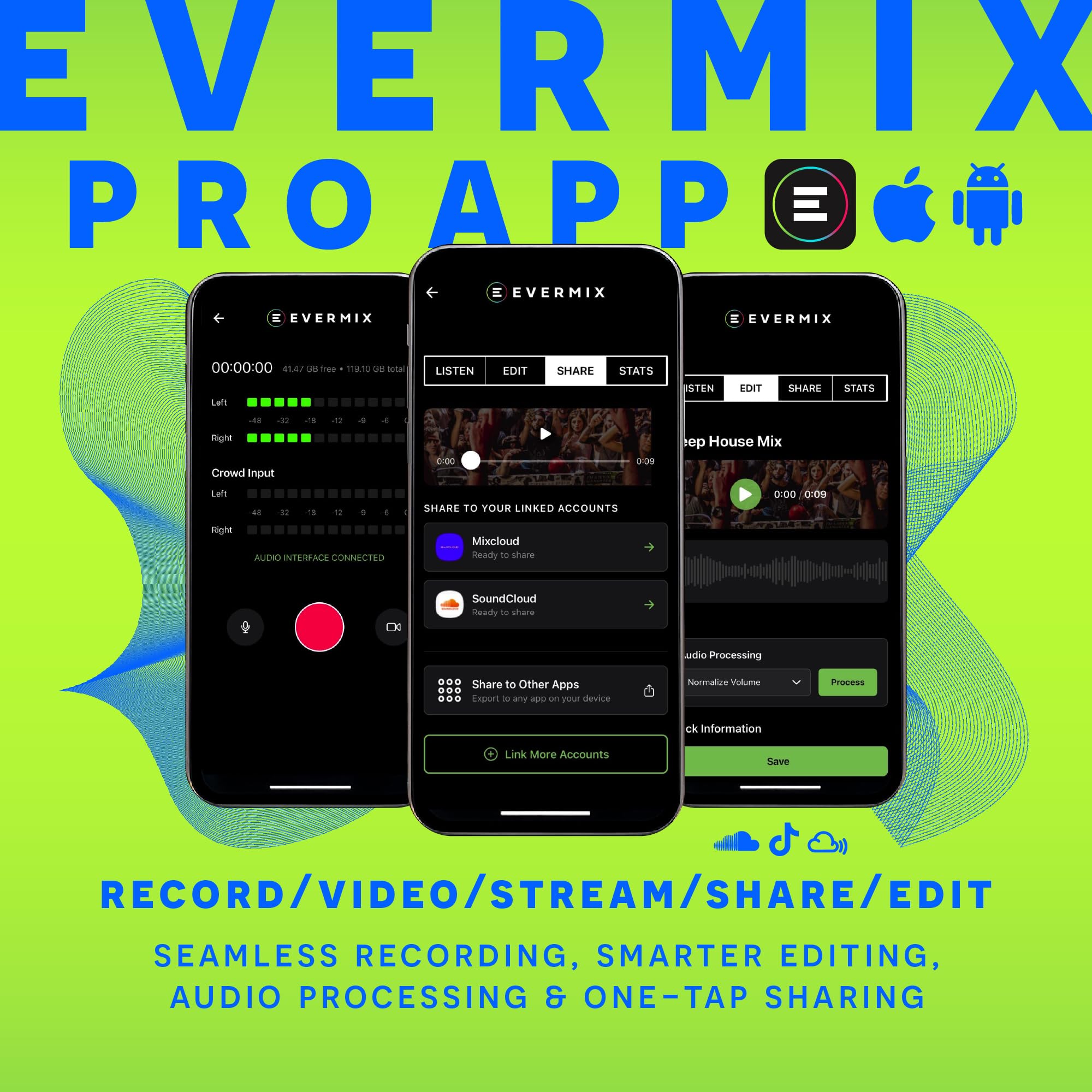 Evermix Box 5 DJ Audio Interface – Record and Livestream DJ Sets in High Quality, iOS and Android Compatible, Black
