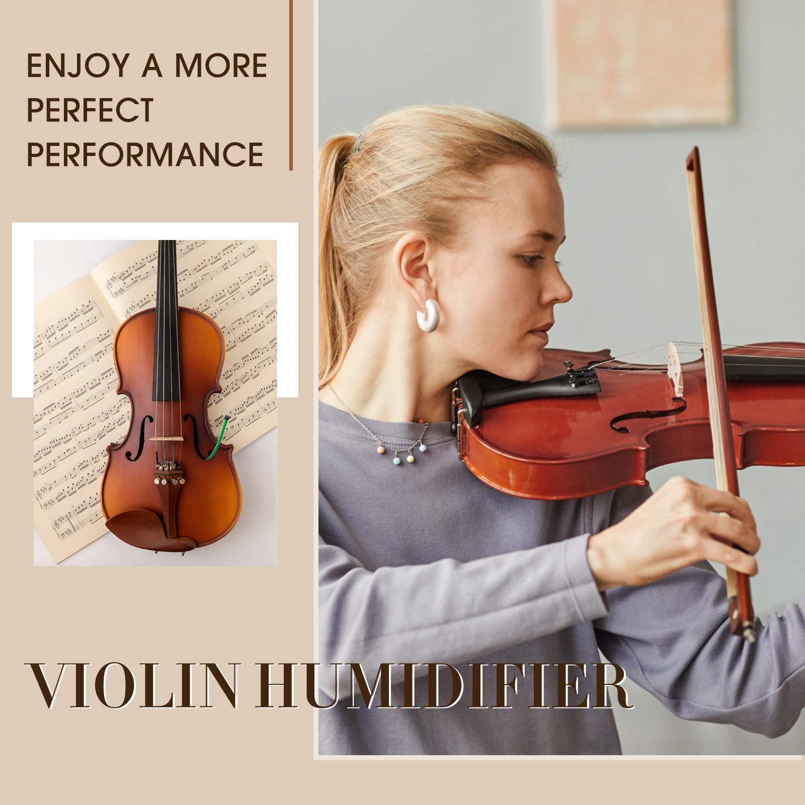 Kathfly 2 Pcs Violin Humidifier F Hole with Cloth,White, Green
