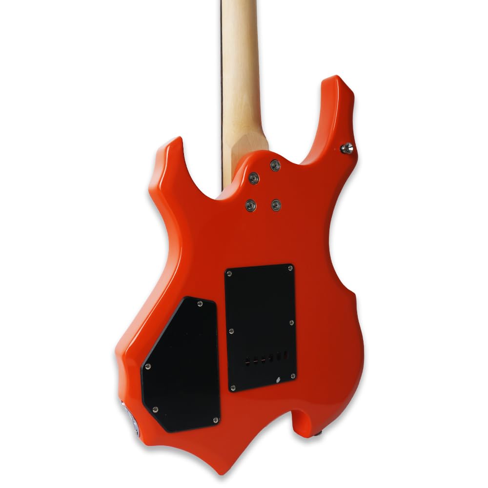 Electric Fire Flame Guitar Kit With Standard 20W Amp Set Orange Color Solid Popular Body Maple Neck 24F Fingerboard HSH Pickups Single Tremolo Bridge Accessories Pack In As Free