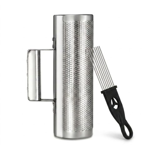 DOMG 8×3 Inch Stainless Steel Guiro Instrument with Scraper, Professional Metal Guira Dominicana Percussion Shaker for Merengue, Salsa, Bachata