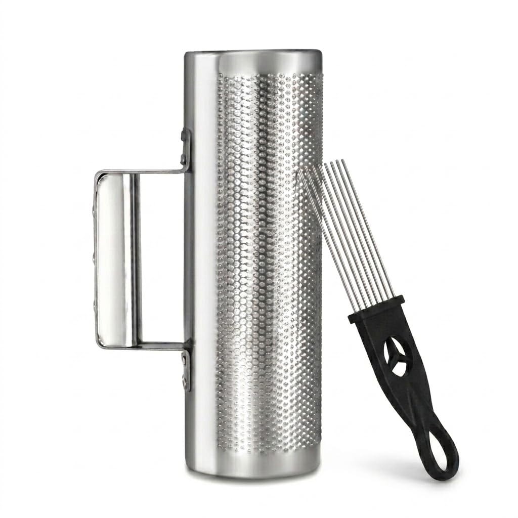 DOMG 8×3 Inch Stainless Steel Guiro Instrument with Scraper, Professional Metal Guira Dominicana Percussion Shaker for Merengue, Salsa, Bachata