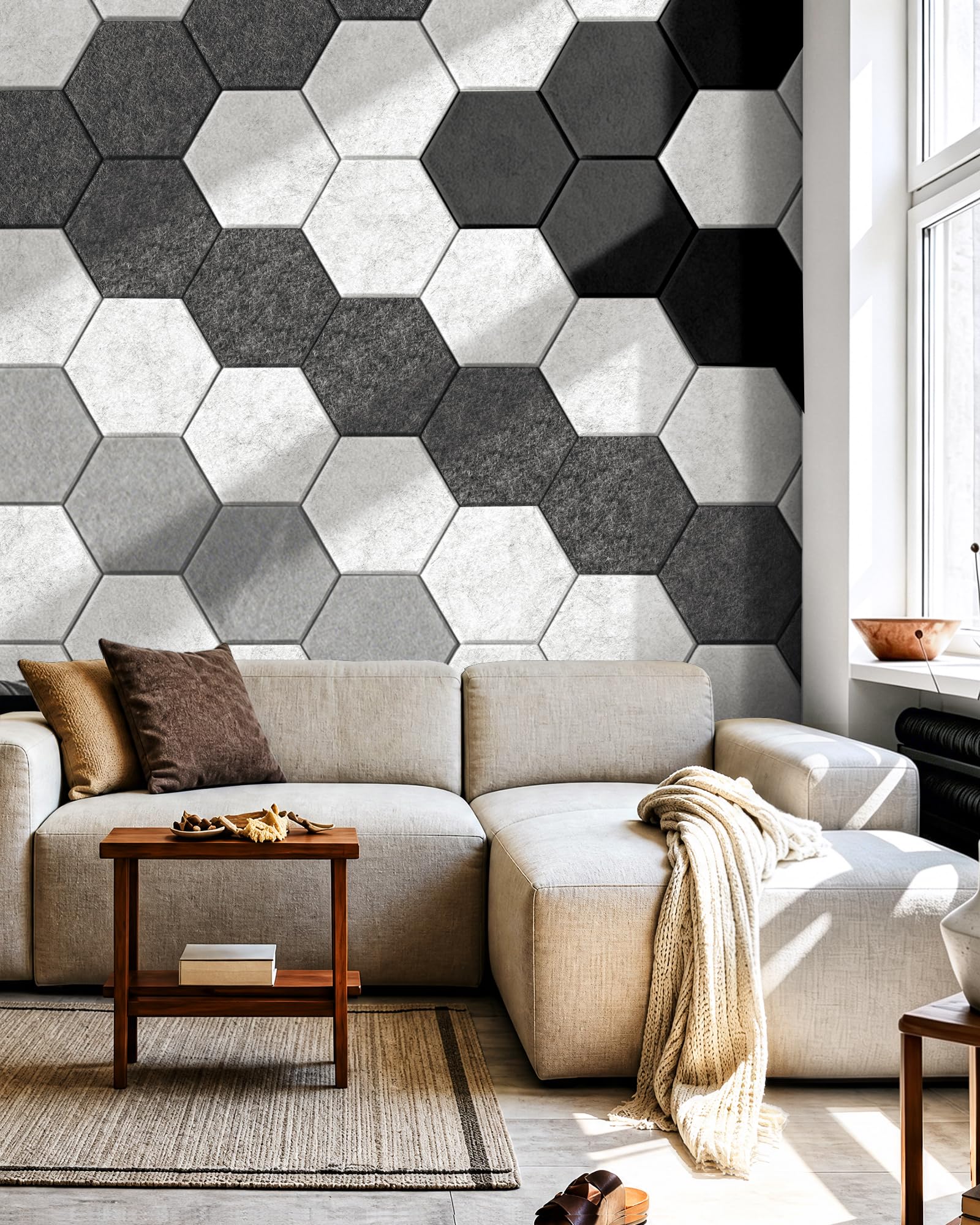MAGICUBETIC 12 Pack Hexagon Self-Adhesive Decorative Acoustic Wall Panels