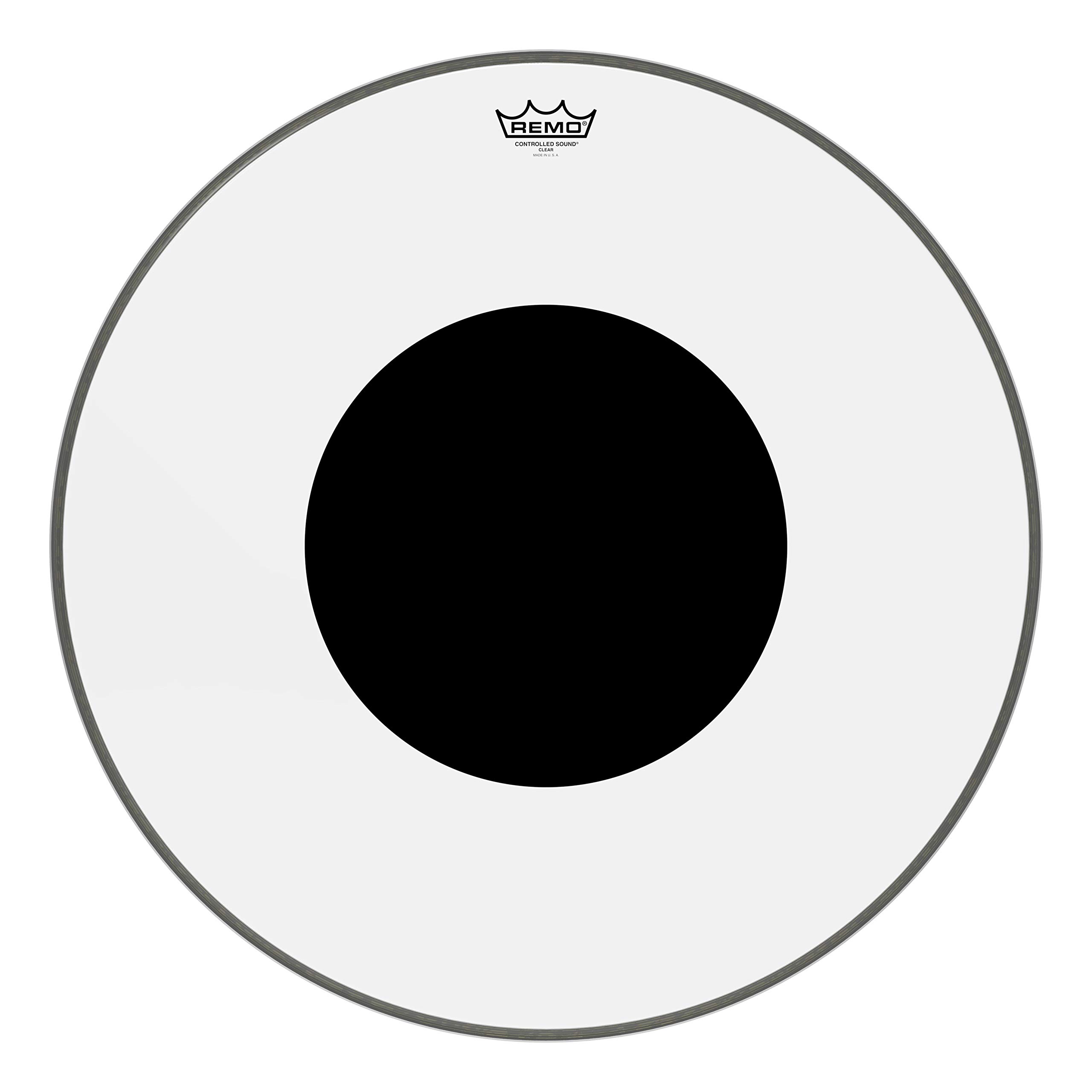 Remo Bass, CONTROLLED SOUND®, Clear, 26″ Diameter, BLACK DOT(TM) On Top