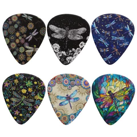 KEIAHUAN Dragonfly Pattern Guitar Picks Plectrums Colorful Celluloid Guitar Picks Classical Triangle Guitar Pick for Bass, Eletric, Acoustic Guitars Medium 0.96mm for Mucis Lover