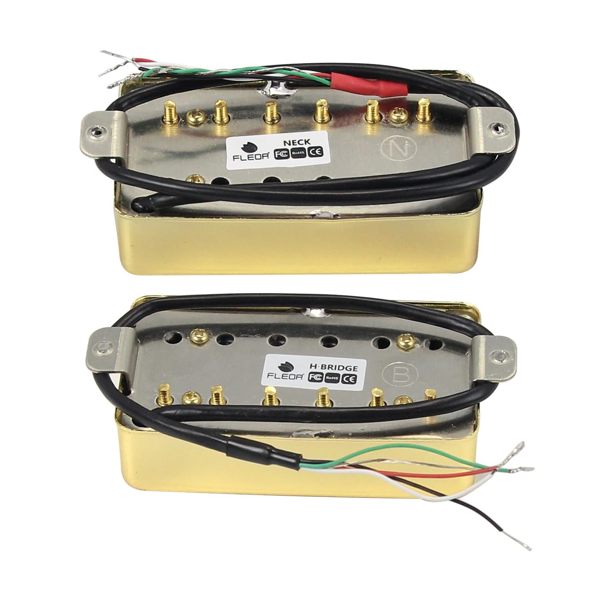 FLEOR Humbucker Pickup Ceramic Guitar Neck + Bridge Pickup Set Golden Fit LP Style Electric Guitar