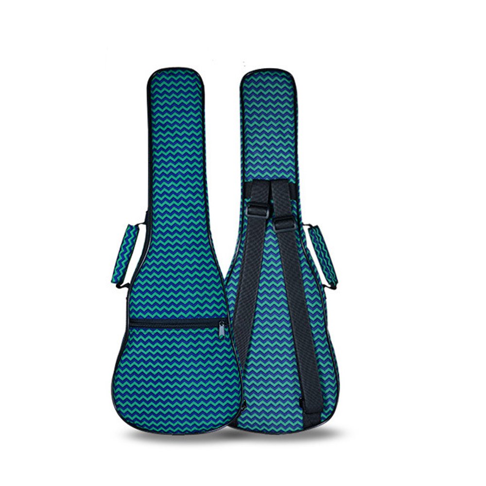 HOT SEAL 10MM Sponge Padding Waterproof Durable Colorful Conventional Ukulele Case Bag with Storage (23/24 Inch, Green Waves)