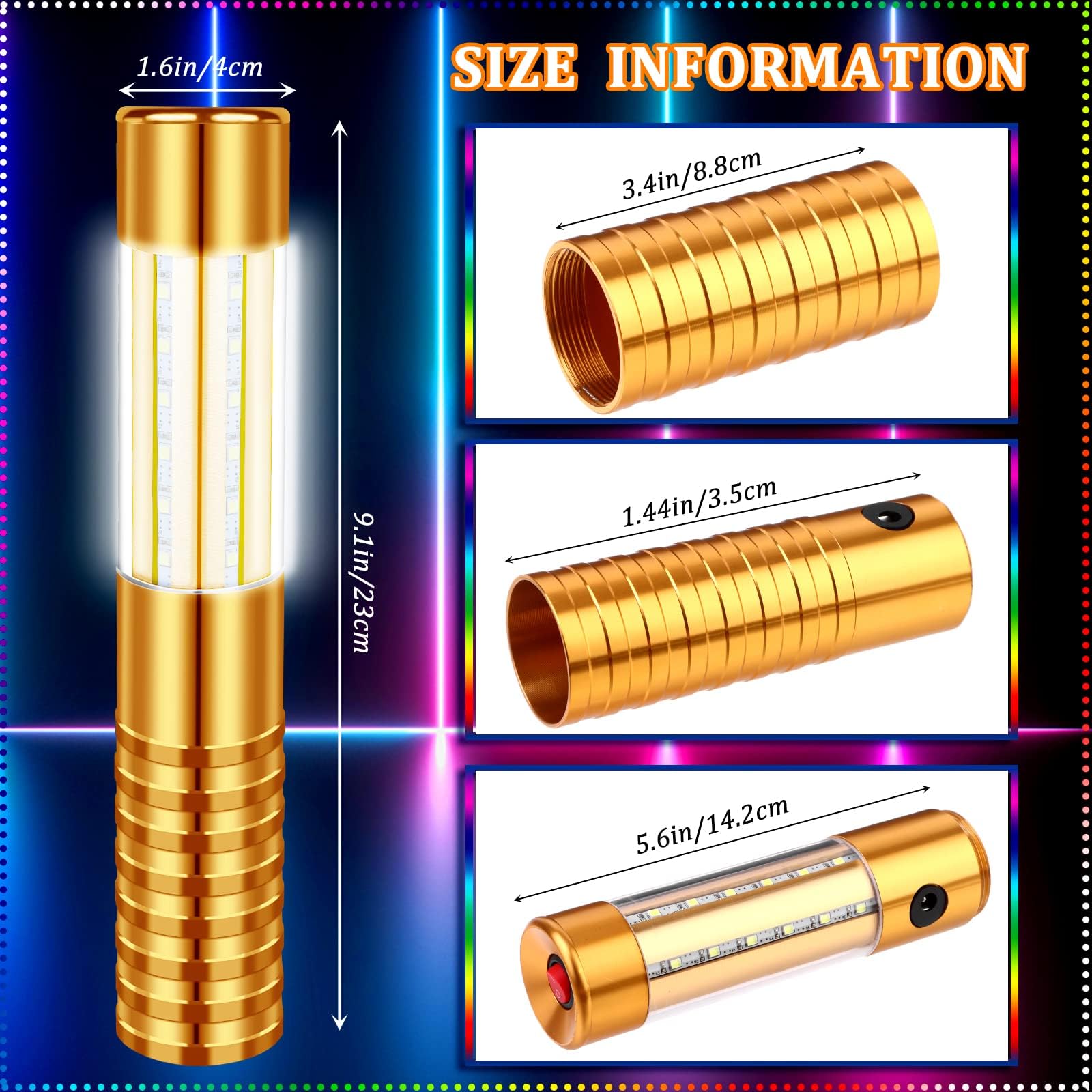 4 Pieces Strobe Baton Bottle Service Sparklers Bottle Service Light Bottle Handheld Light for Nightclubs Weddings Parties Activities Supplies (Gold)