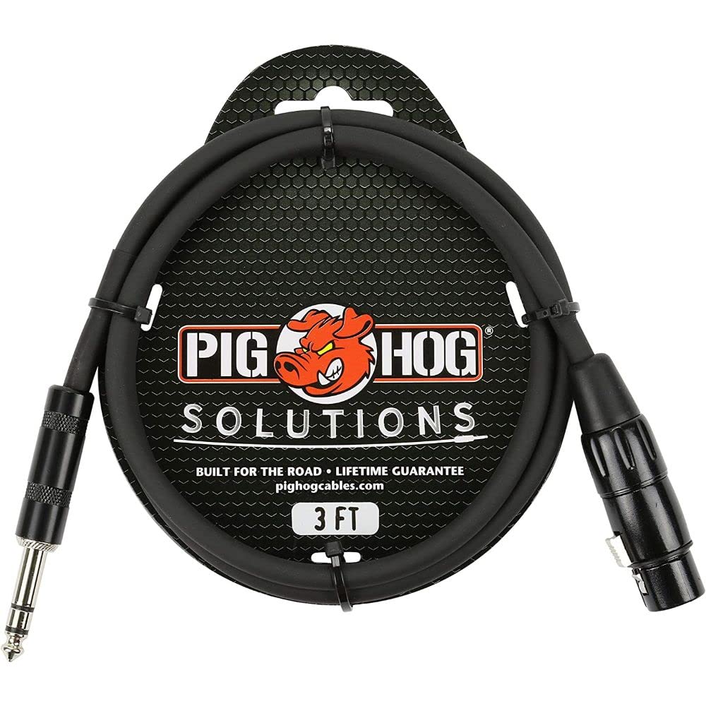 Pig Hog PX-TMXF3 1/4″ TRS to XLR Adaptor Cable, 3 Feet (2-Pack)