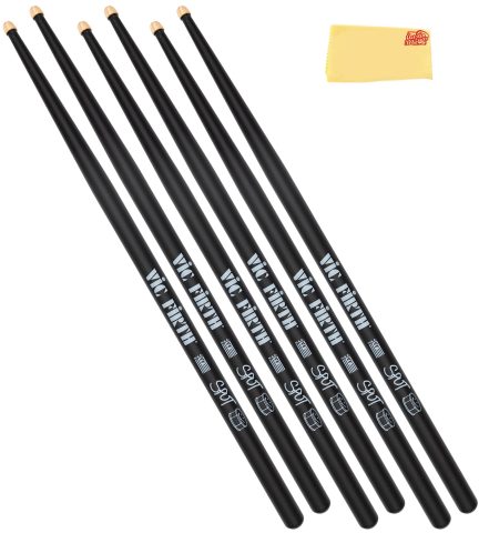 Vic Firth SPUT Signature Series Robert Sput Searight Drumsticks – 3-Pack Bundle with Austin Bazaar Polishing Cloth