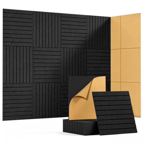 Waister Soundproof Wall Panels, 12‑Pack, 0.47 Inch Thick High Density-Black