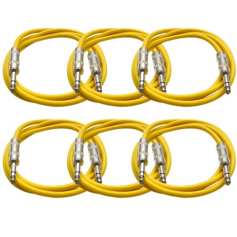 Seismic Audio – SATRX-F6-6 Pack of Yellow 6′ 1/4″ TRS to 1/4″ TRS Patch Cables