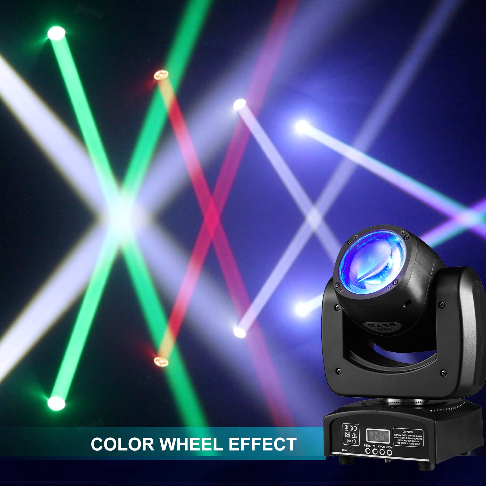 DJXFLI 90W LED Moving Head DJ Lights Mini Beam Stage Lights Super Bright Spot RGBW 4IN1 DMX 512 13CH Sound-Activated for Wedding DJ Party Stage Lighting (75W, 2)