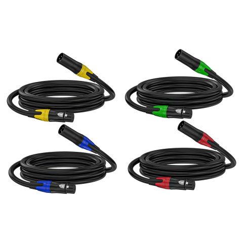 ZTOXLR XLR Cables – 4 Pack Gold-Plated 10ft Balanced Mic & Speaker Cable