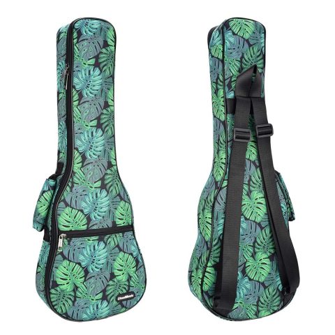 CLOUDMUSIC Ukulele Case Gig Bag, Concert 23″, Green Monstera
