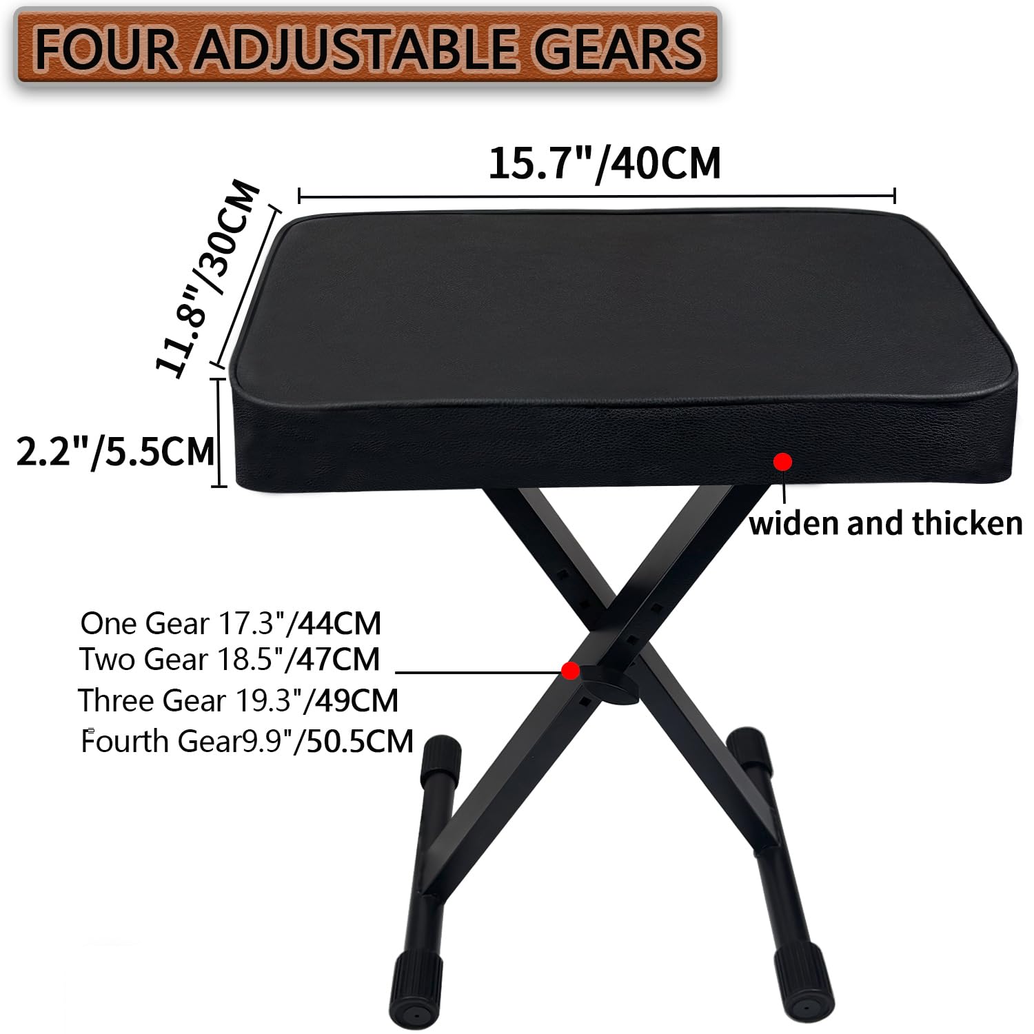 Xapigo Piano Bench, Keyboard Stool,Piano Stool,16”-20” Height Adjustable