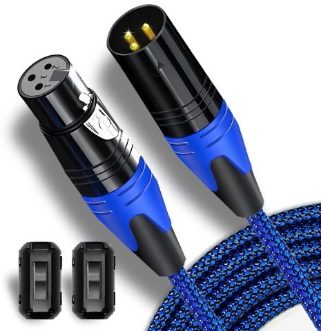 Flying Leaves Professional 10ft XLR Male to Female Microphone Cable, Blue