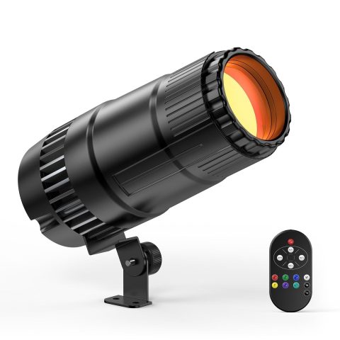 20W Pinspot Light with Remote,RGBWYP+Cyan LED Beam Spot Lights,Ultra Bright Mirror Disco Ball Spotlight Stage Light for DJ Disco Party Bar Club Show Wedding Children’s Theater (red, 2 Pack)