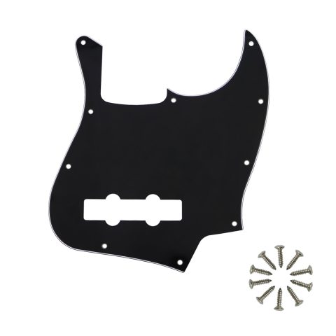 Phrilam 10-Hole Jazz Bass Pickguard for Fender 4 String Bass, Black 3Ply